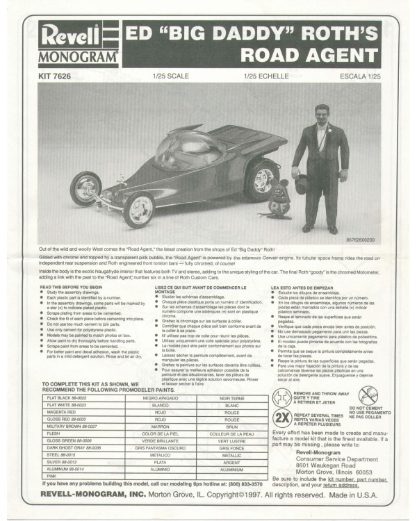 Модель 1:25  для сборки "Ed Big Daddy Roth"®️ Road Agent (1997) 